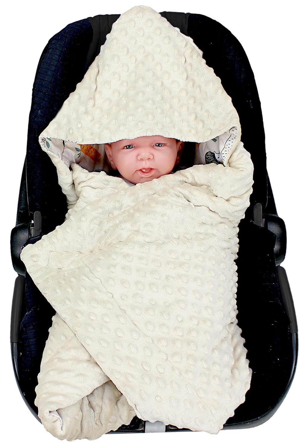 TupTam Baby Winter Einschlagdecke Babydecke 75x75cm für Autositz Babyschale Wattiert Minky Baumwolle
