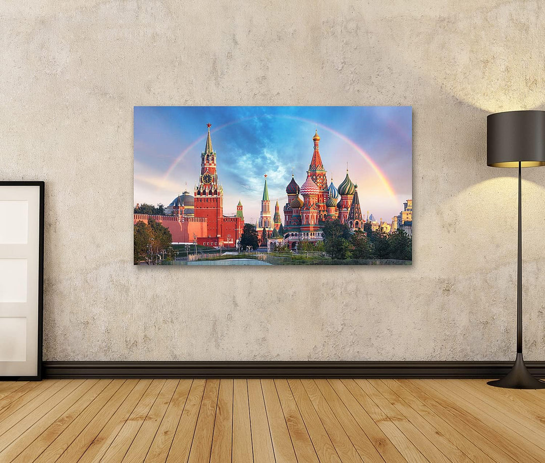 islandburner Bild auf Leinwand Moskau Panoramablick Roter Platz Kreml Bilder Wandbilder Poster, Lein