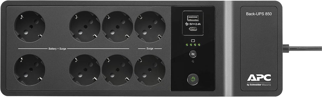 APC by Schneider Electric BE850G2-IT Back-UPS ES (8-Fach Überspannungsschutz, 2X USB-Ladeanschluss)