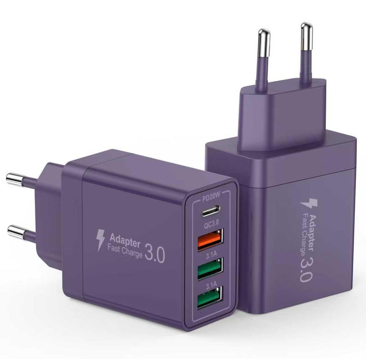 USB C Ladegerät, 2 Pack USB Schnellladegerät 40W 4 Port PD+QC USB Schnell Netzteil USB C Adapter für