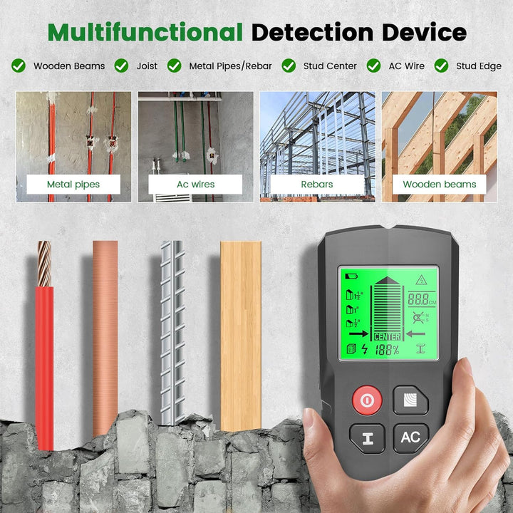 Leitungssucher Ortungsgerät, 5 in 1 Multifunktions Wand Scanner Detektor Stud Finder, Leitungssuchge