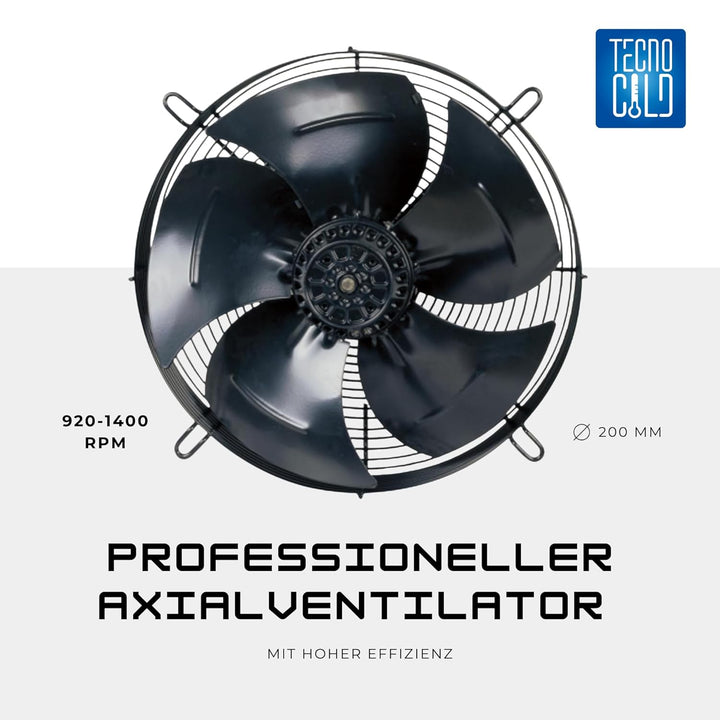 Axiallüfter 200 mm 230V – Industrieventilator mit Motor und Schutzgitter für kompakte Lüftungssystem