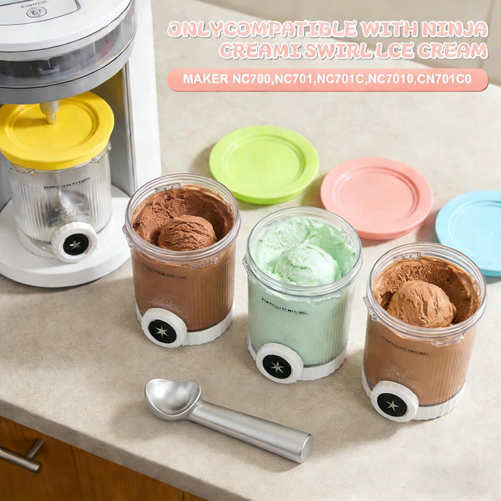 4er-Ninja Creami Swirl - Pack Behälter für Ninja Creami Swirl Pints und Deckel, Eisbehälter Ko