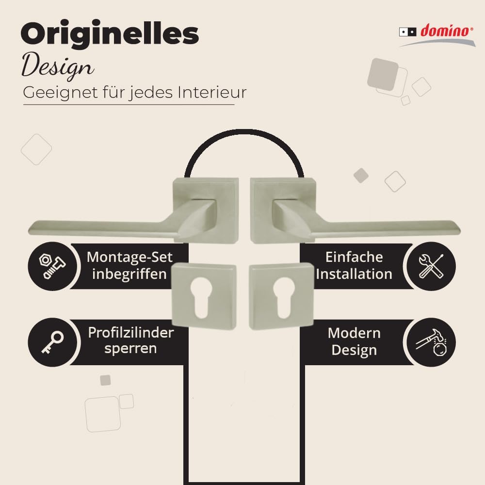 domino Türgriff ELIZA-QR M9 PZ-Profilzylinder Drückergarnitur für Zimmertüren Türdrücker-Set Rosette