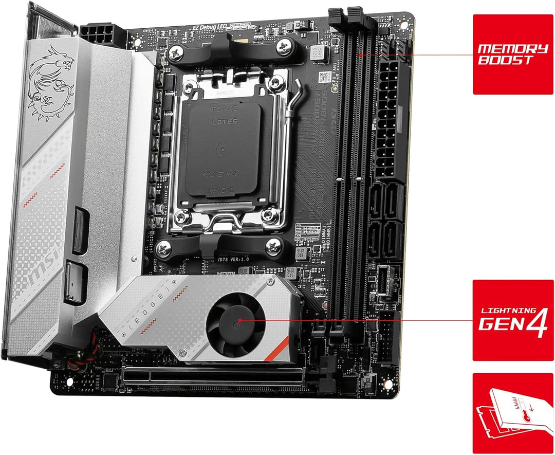 MSI MPG B650I Edge WiFi Mainboard, Mini-ITX - Unterstützt AMD Ryzen 7000 Serie Prozessoren, AM5-8 Ph