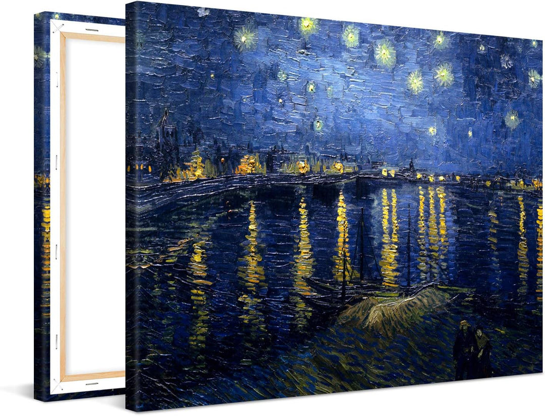 PICANOVA – Vincent Van Gogh Starry Night Over The Rhone 80x60 cm – Bild auf Leinwand – Leinwandbild