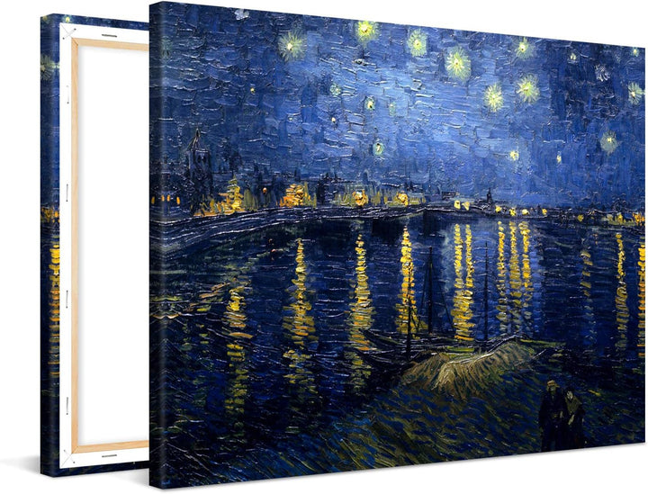 PICANOVA – Vincent Van Gogh Starry Night Over The Rhone 80x60 cm – Bild auf Leinwand – Leinwandbild