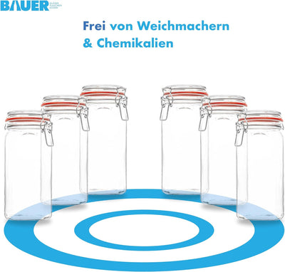 Flaschenbauer- 12 Drahtbügelgläser 1550ml verwendbar als Einmachglas und Fermentierglas, zu Aufbewah