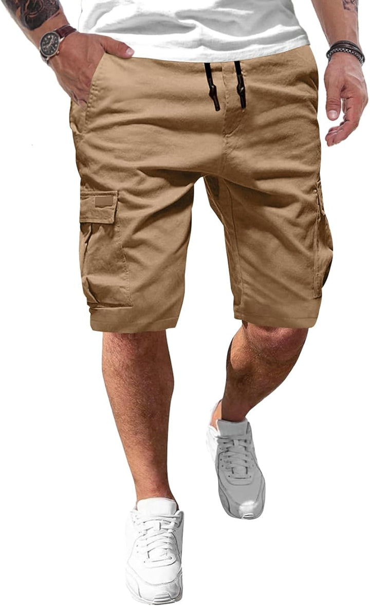 JMIERR Kurze Hosen Herren Baumwolle Cargo Shorts Herren Sommer Freizeithose mit Taschen XL Khaki, XL