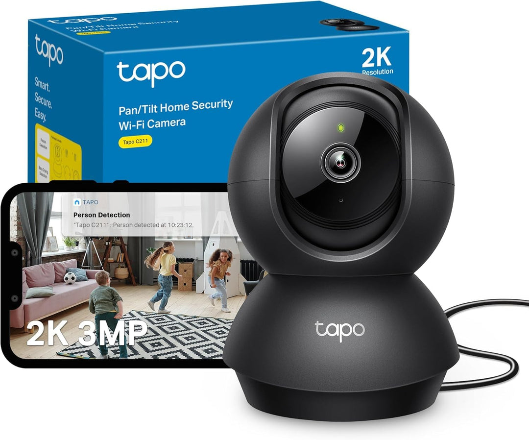 Tapo TP-Link C211 WLAN IP Kamera Überwachungskamera (Linsenschwenkung und Neigung, 3MP-Auflösung, 2-
