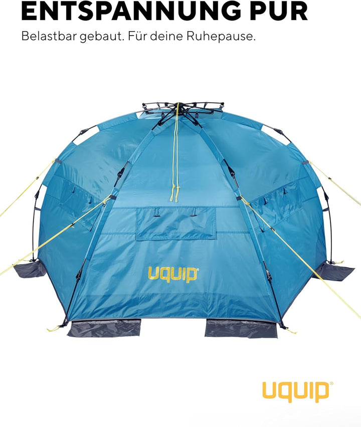 Uquip Strandmuschel Speedy Petrol I 150 x 115 x 200 cm I UPF 50+ Strandzelt zum Schutz vor Sonne, Wi
