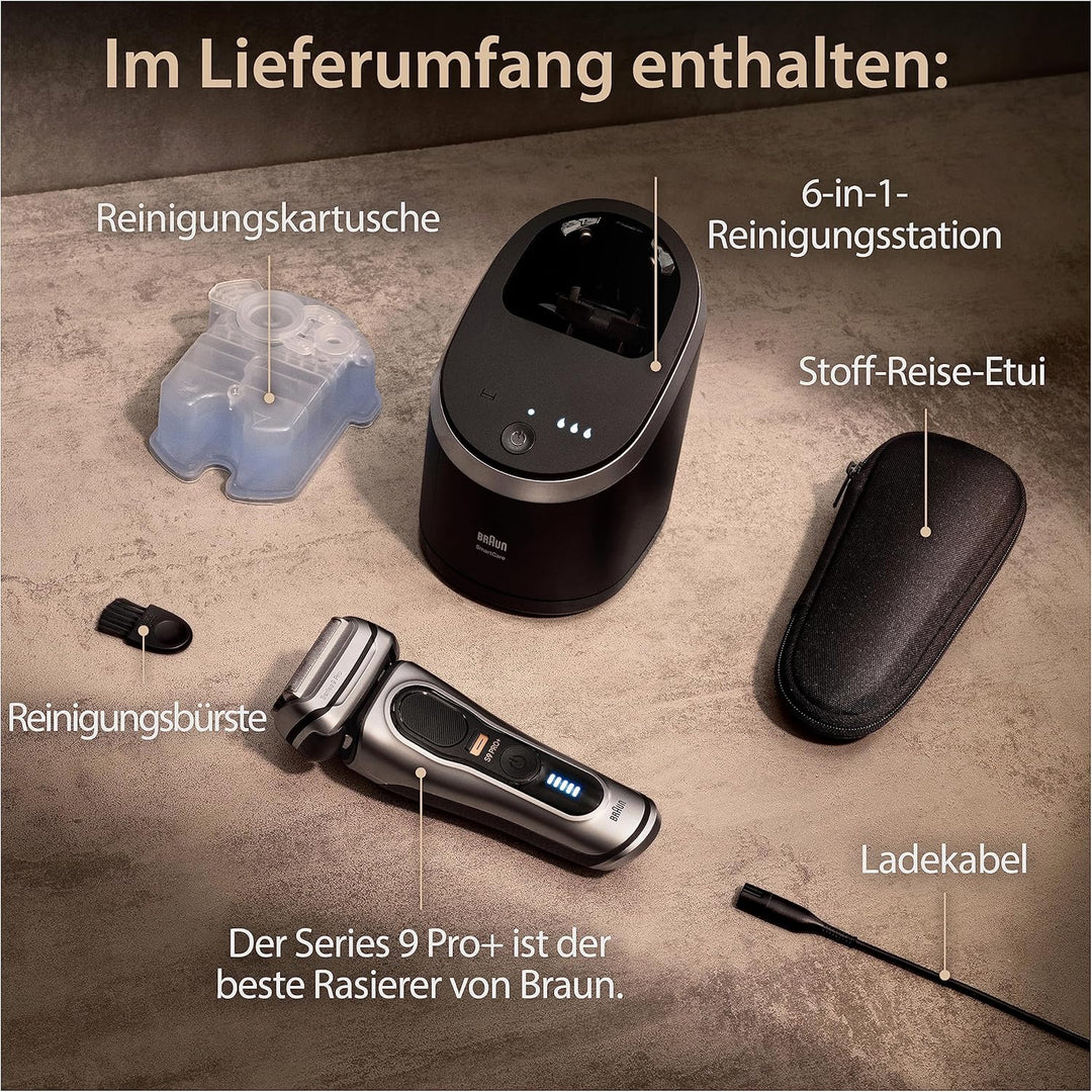 Braun Series 9 Pro+ Rasierer Herren Elektrisch, Elektrorasierer mit 5 Pro Rasierelementen, Langhaars