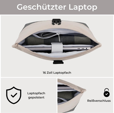 LARKSON Fahrradtaschen für Gepäckträger Damen & Herren Sand Grau - Tammo Bike - 2 in 1 Fahrrad Tasch