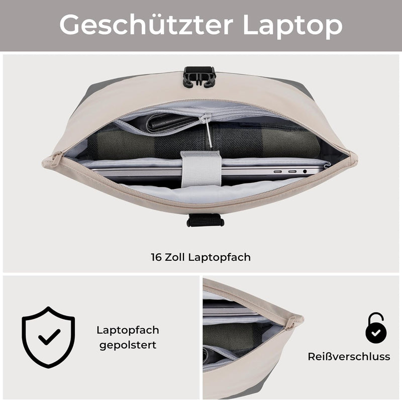 LARKSON Fahrradtaschen für Gepäckträger Damen & Herren Sand Grau - Tammo Bike - 2 in 1 Fahrrad Tasch