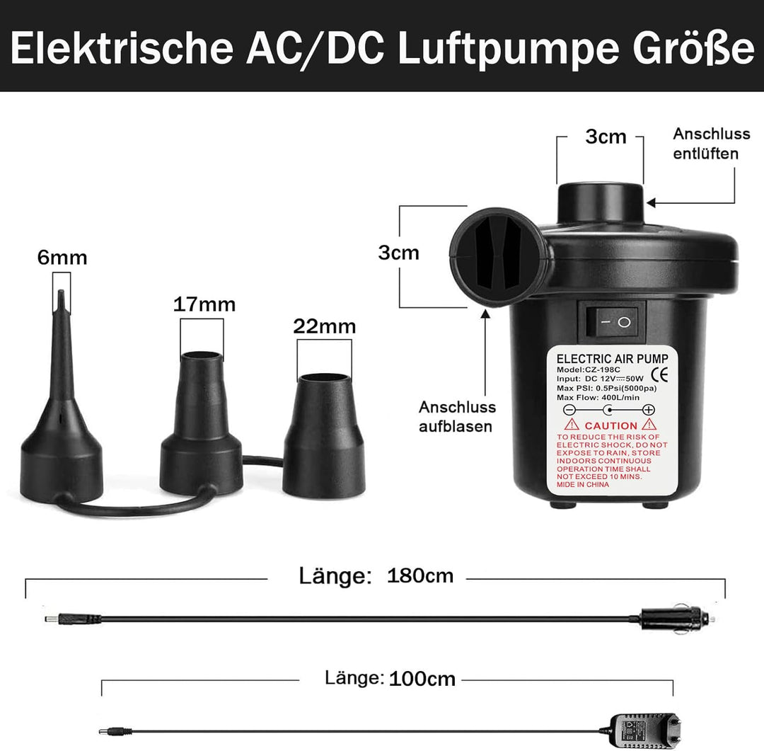 Elektrische Luftpumpe Luftmatratze, 2 in 1 Luftpumpe Elektrisch für Aufblasbar und Ablassen, Pumpe L
