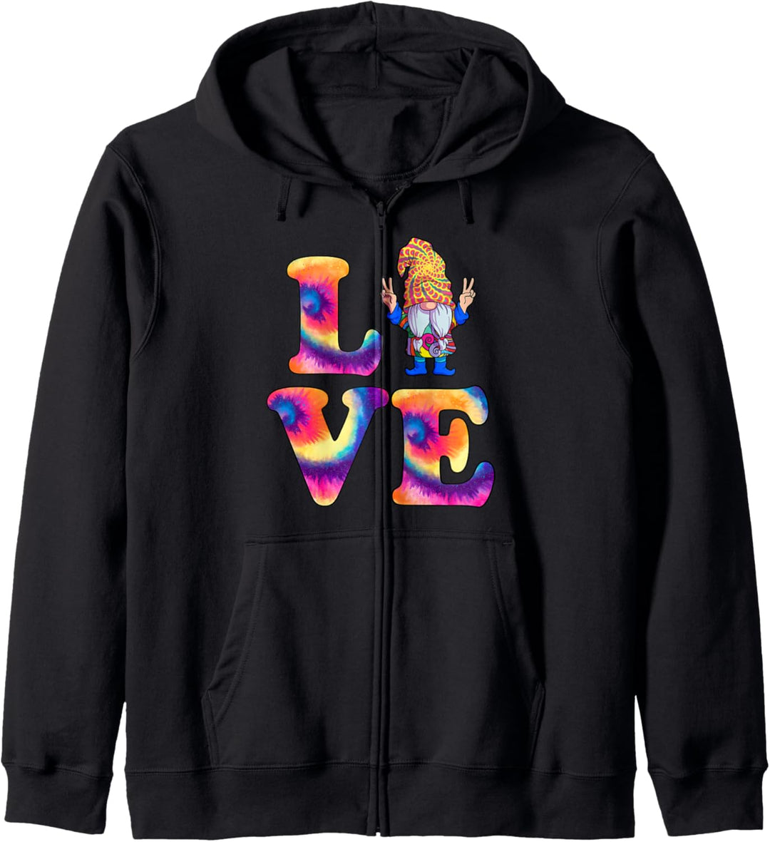 Liebe Hippie Gnomes Retro Gnom Krawattenfarbe Hippies Peace Kapuzenjacke