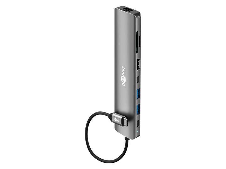 goobay USB-C Slim Hub 8-in-1 Dockingstation mit USB-C, 5Gbit/s, HDMI 4K 60 Hz, RJ45-1 Gbit/s, 2x USB