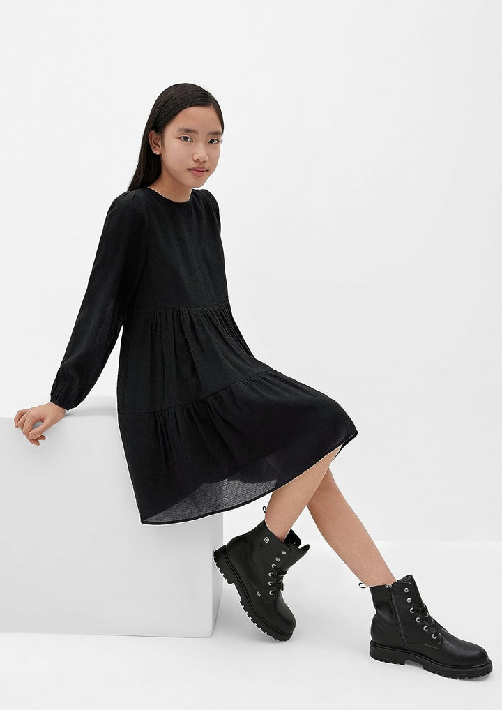s.Oliver Mädchen Volant Kleid 146 Schwarz, 146 Schwarz