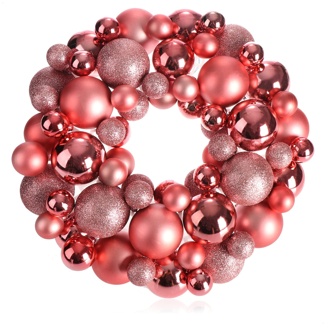 com-four® Türkranz Weihnachten - Adventskranz mit verschiedenen Christbaumkugeln in schönen Farben Ø