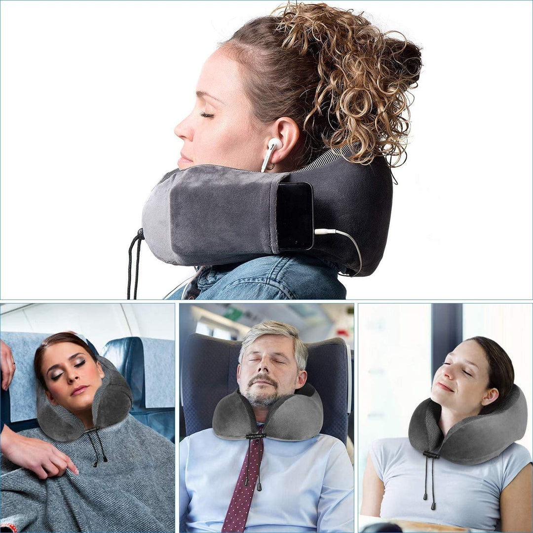 FANDARE Nackenkissen Reisekissen aus Memory-Schaum Neck Pillow Damen Herren Nackenhörnchen Nackenstü