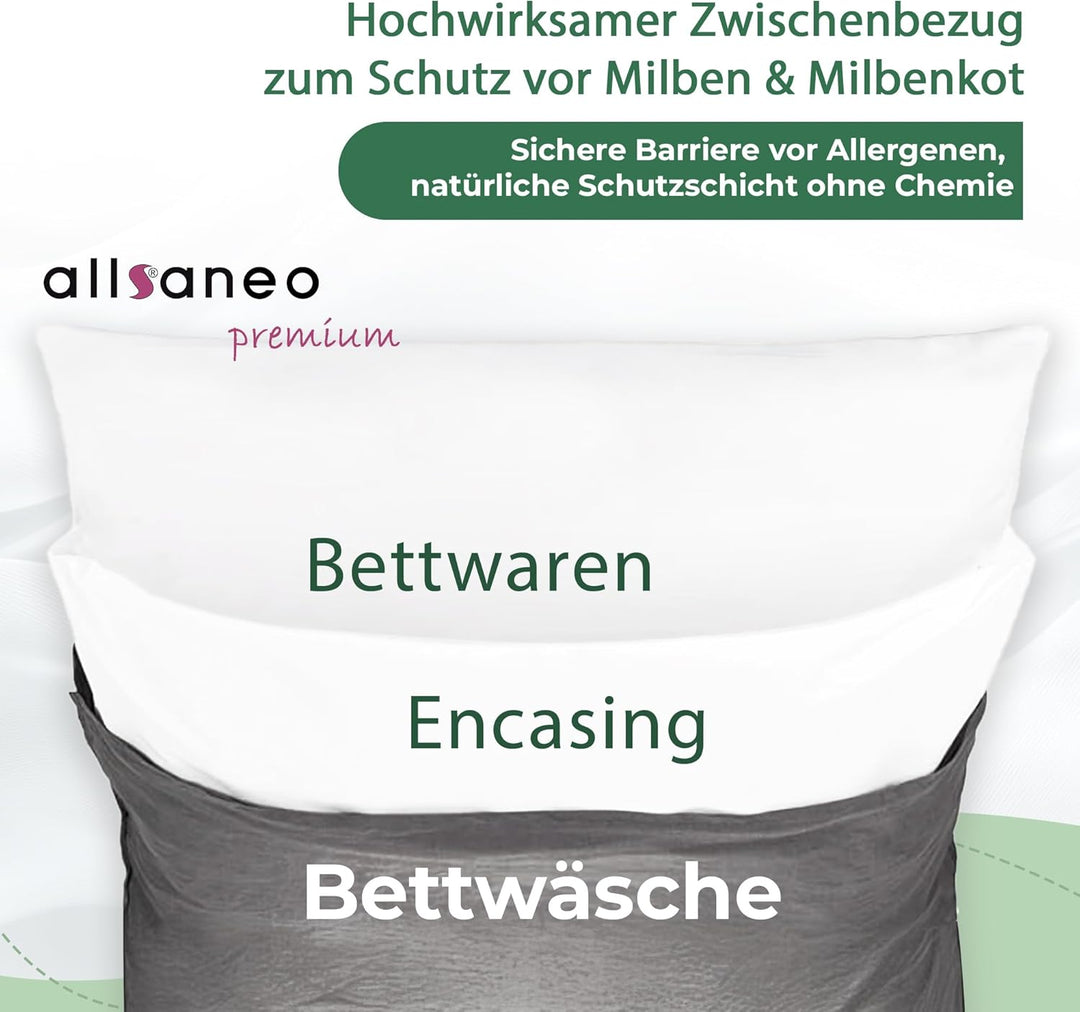 allsaneo Premium Allergiker Matratzenbezug 70x140x12 cm | Allergie Bezug extra weich und leicht | An