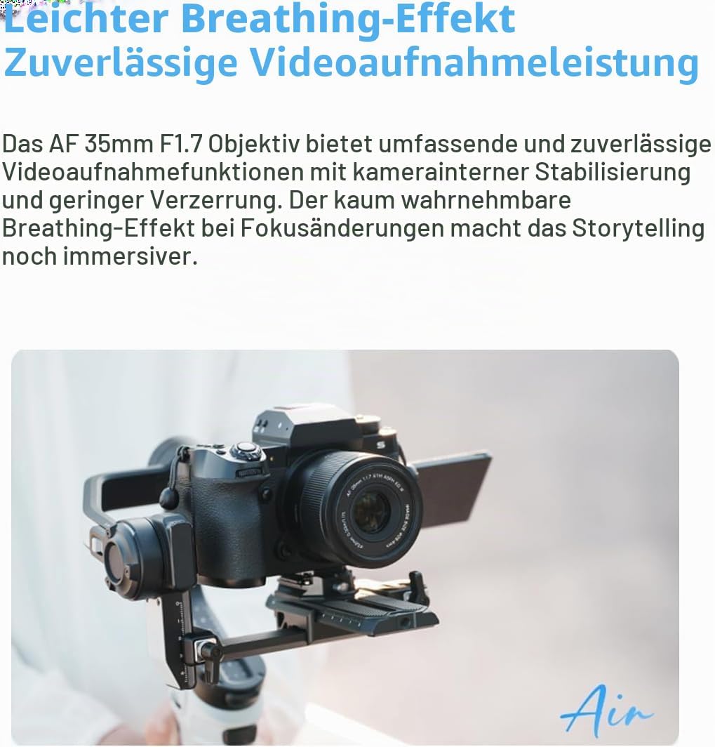 VILTROX 35mm F1.7 E Mount APS-C Autofokus Objektiv Festbrennweite | AF 35mm f/1.7 FE Objektiv mit Gr