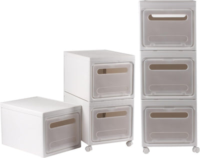 Calma Dragon Stapelbare Aufbewahrungsboxen mit Deckel 3 Kunststoff-Schublade Organizer Regale mit Rä
