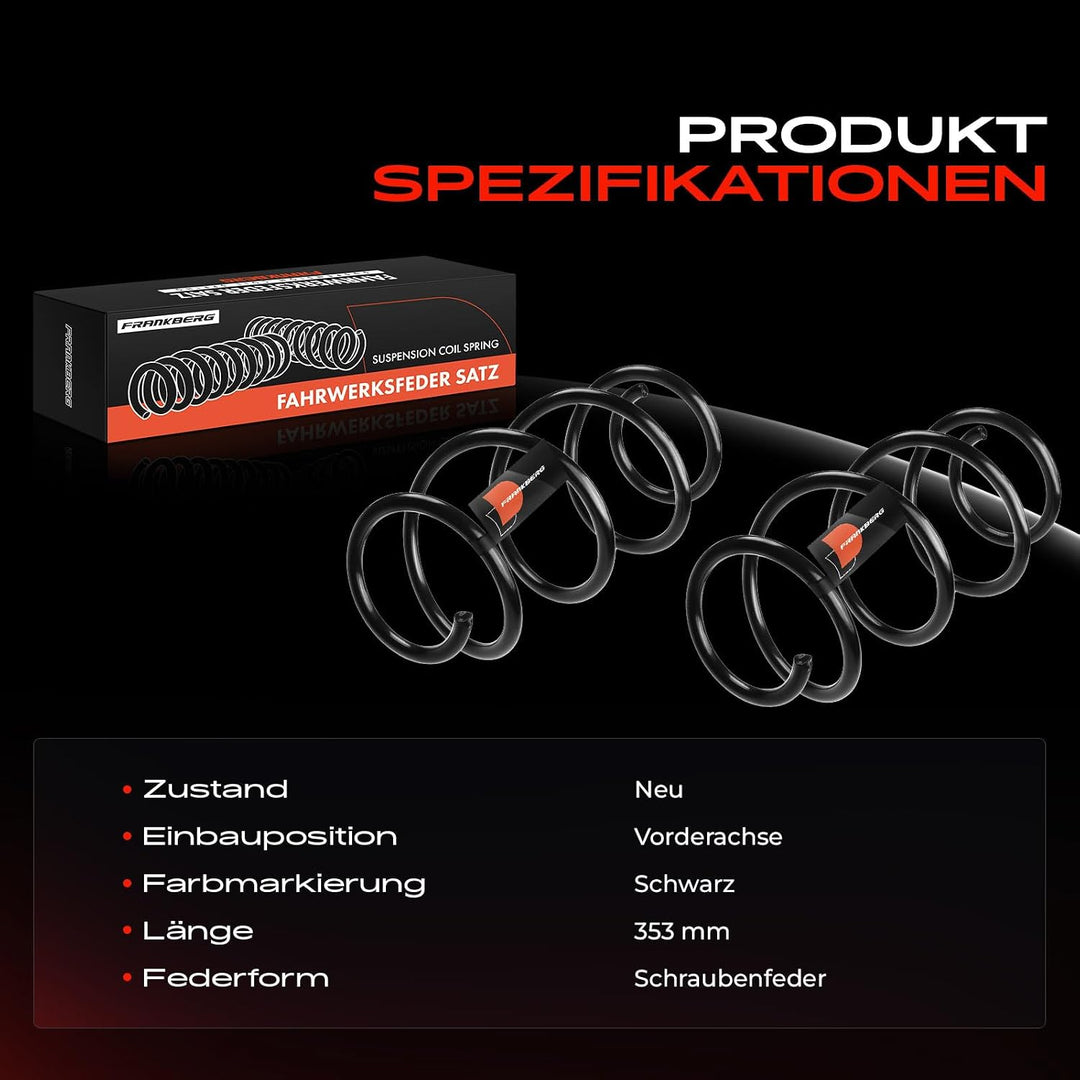 Frankberg 2x Federn Fahrwerksfeder Vorderachse Kompatibel mit Clio III 2010-2012 Modus/Grand Modus 2