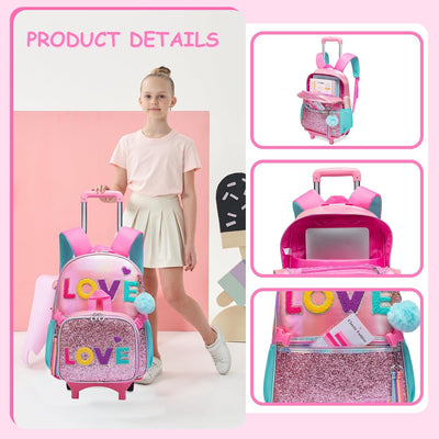HTgroce Kinderrucksäcke Schultaschen Trolley, Trolley Rucksack Grundschule Schulrucksäcke mit Trolle