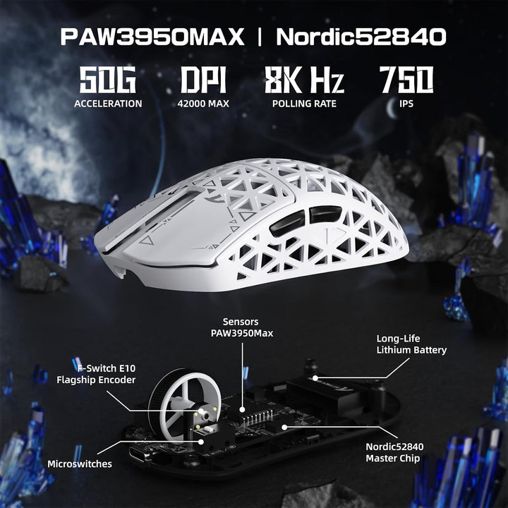 ATTACK SHARK R5 Ultra Carbonfaser HyperSpeed Kabellose Gaming-Maus, 39g ultraleichte Maus, 2,4G/BT/U