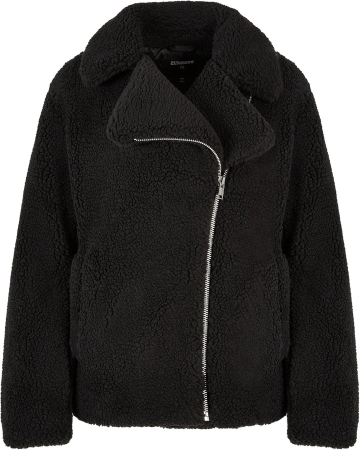 Urban Classics Damen Ladies Sherpa Biker Jacket Jacke XS Schwarz, XS Schwarz