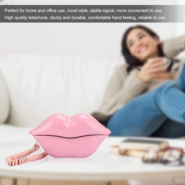 Annadue Europäisches Festnetztelefon mit rosa Lippen, Retro-Neuheit, schnurgebundenes Telefon, mit T