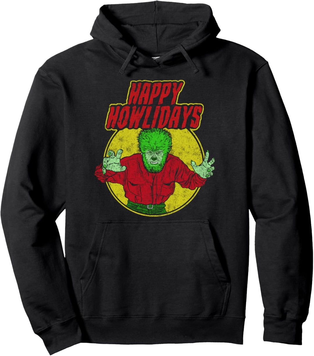 Universal Monsters Werewolf Happy Holidays Pullover Hoodie