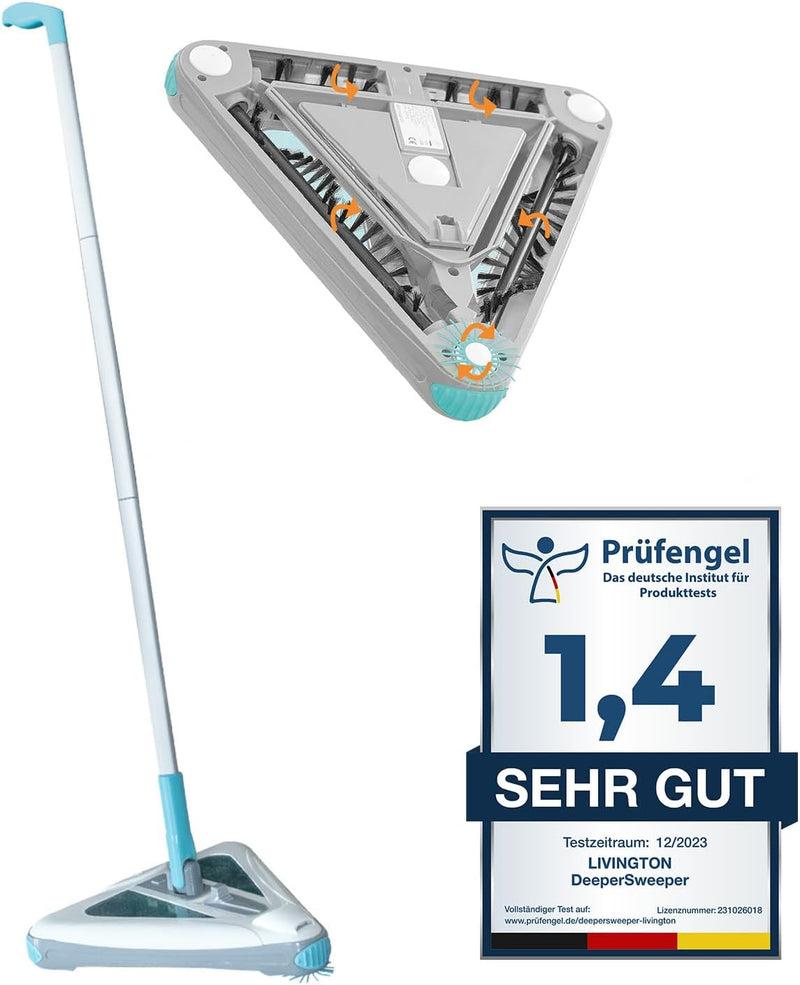 Livington Deeper Sweeper - kabelloser Akku Bodenreiniger mit 4 rotierenden Bürsten - Triangle-Design