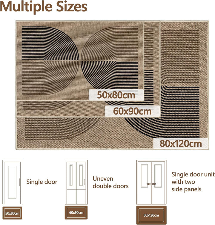 Capslpad Fussmatte aussen und Innen 80 x 120 cm, Jute Aussehen rutschfeste Schmutzfangmatte Dünne Tü