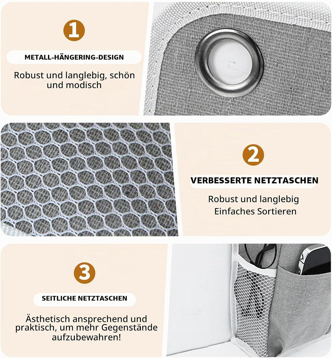 2 Stück Hängeorganizer Grau, Wandorganizer mit Taschen, Türregal Stoff Hängeaufbewahrung für Bad, Sc