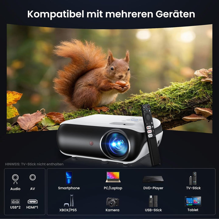 Official Google TV Smart Beamer 4k, HAPPRUN 25000L Full HD Beamer Heimkino mit Dolby Audio, Wi-Fi &