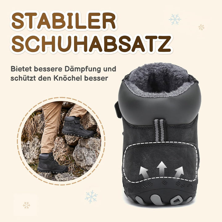 Mishansha Kinder Winterschuhe Gefüttert Winterstiefel für Jungen Mädchen Gr.24-38 25 EU Schwarz, 25