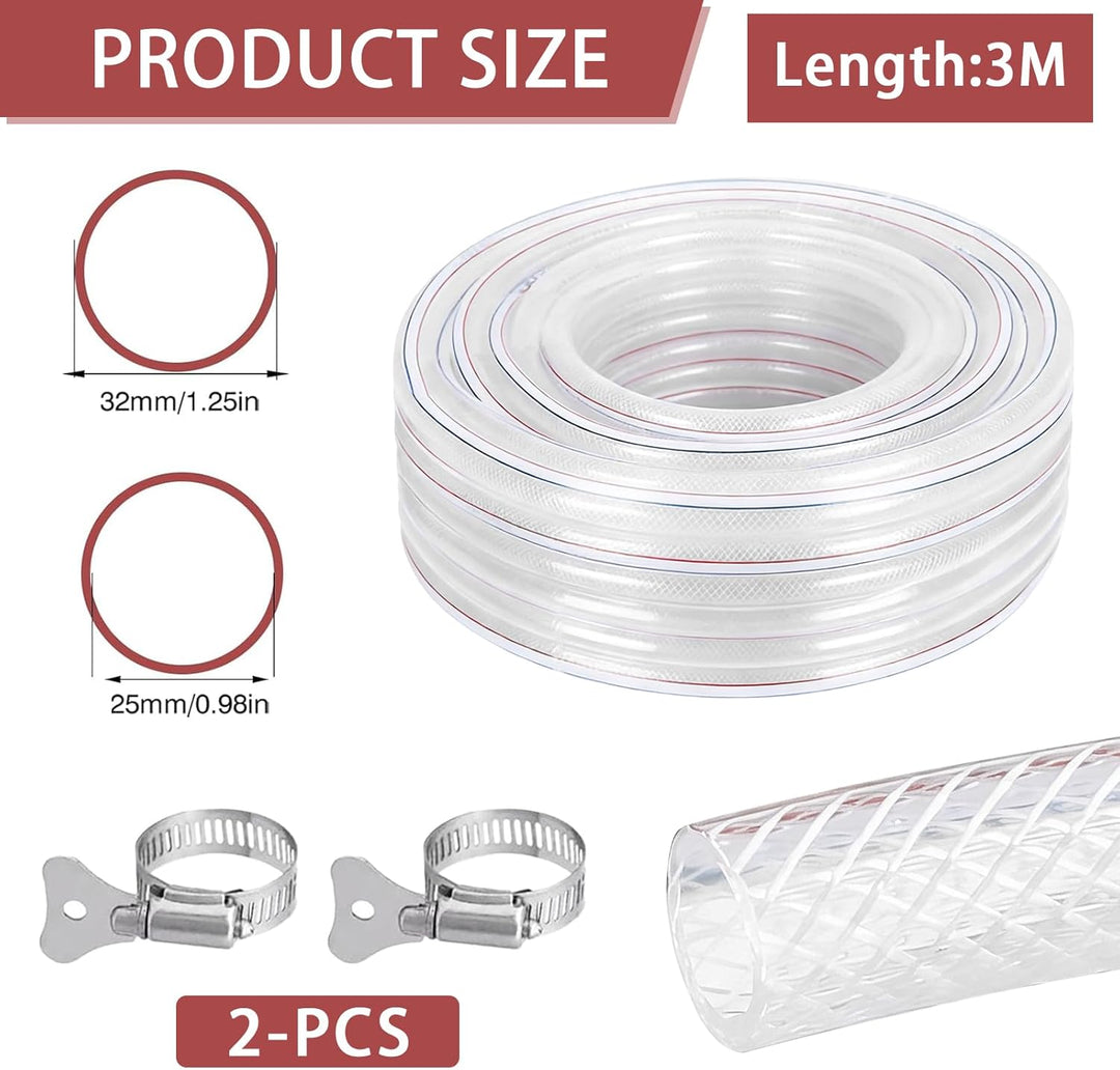 Trinkwasserschlauch, 25x33mm Gewebeschlauch PVC Schlauch mit Gewebe, Wasserschlauch mit Schlauchsche