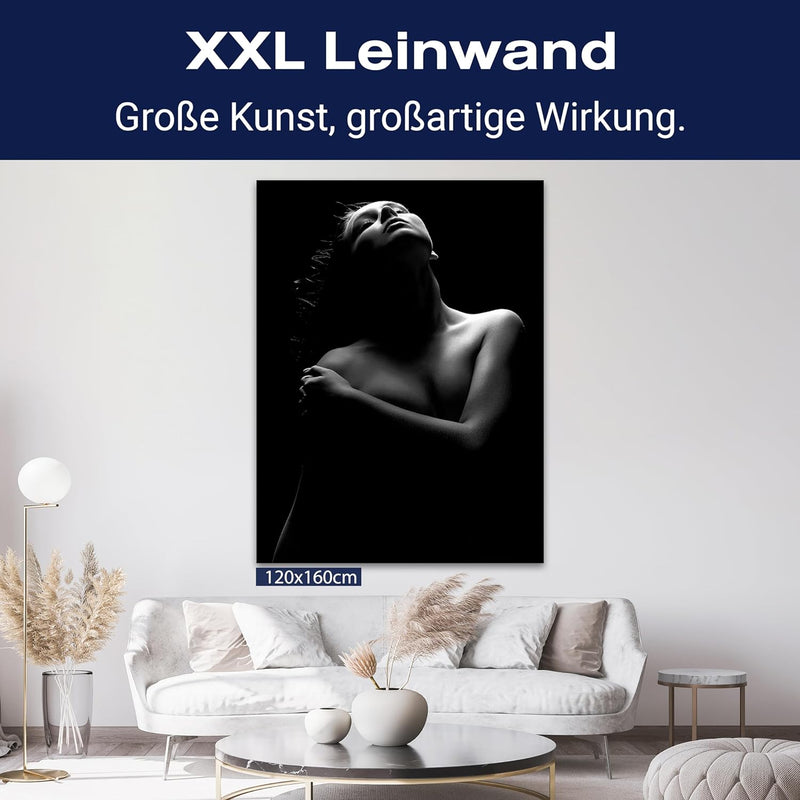 wandmotiv24 Erotisches Leinwandbild, Grösse 60x45cm, Hochformat, Frau in Pose, Akt Fotografie, Licht