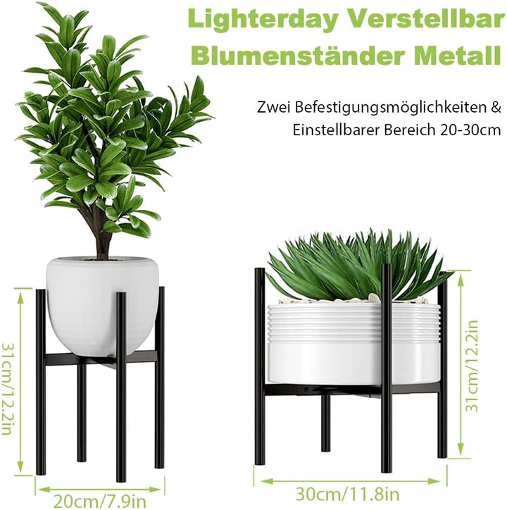 Lighterday Blumenständer Schwarz Pflanzenständer Verstellbar,Metall Pflanzenregal Blumenhocker für D