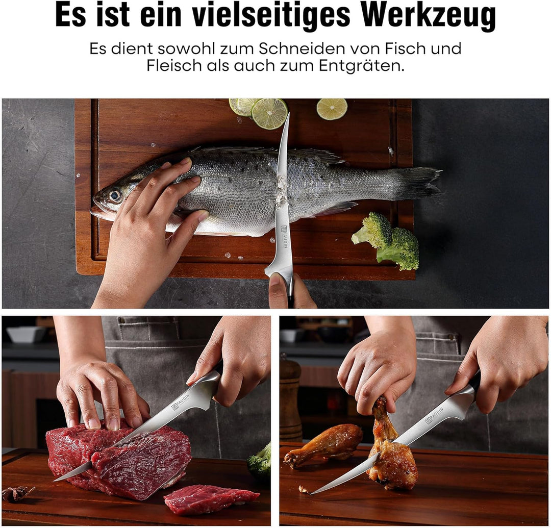 PAUDIN Filetiermesser fisch Messer 18 cm, Filitiermesser Scharf Fisch aus Deutscher Edelstahl 1.4116