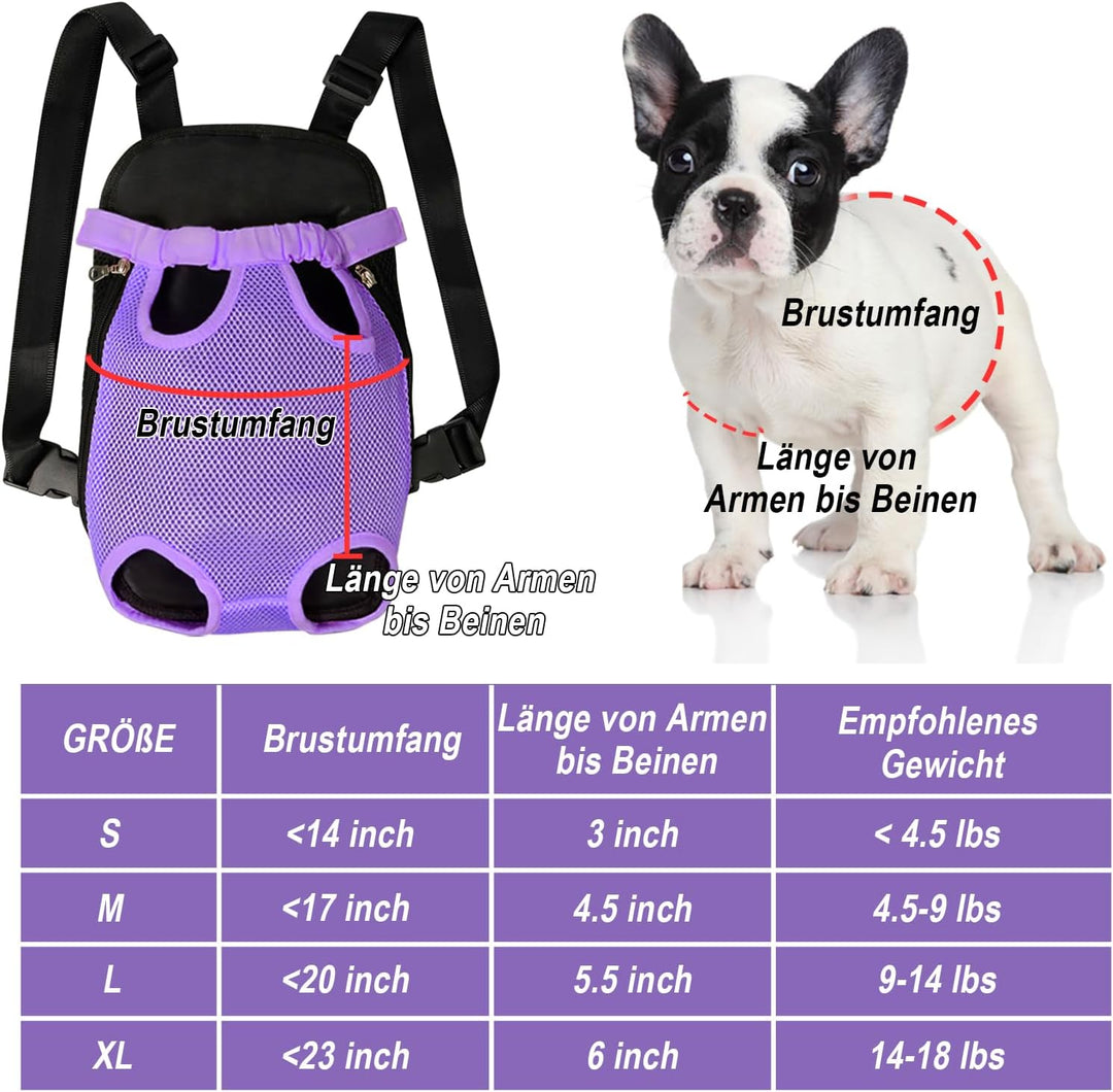 FEimaX Hunde Rucksack Hundetragetasche Verstellbar Frontrucksäcke Atmungsaktiv und Bequem Haustier T