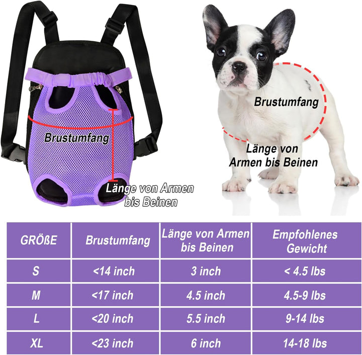 FEimaX Hunde Rucksack Hundetragetasche Verstellbar Frontrucksäcke Atmungsaktiv und Bequem Haustier T
