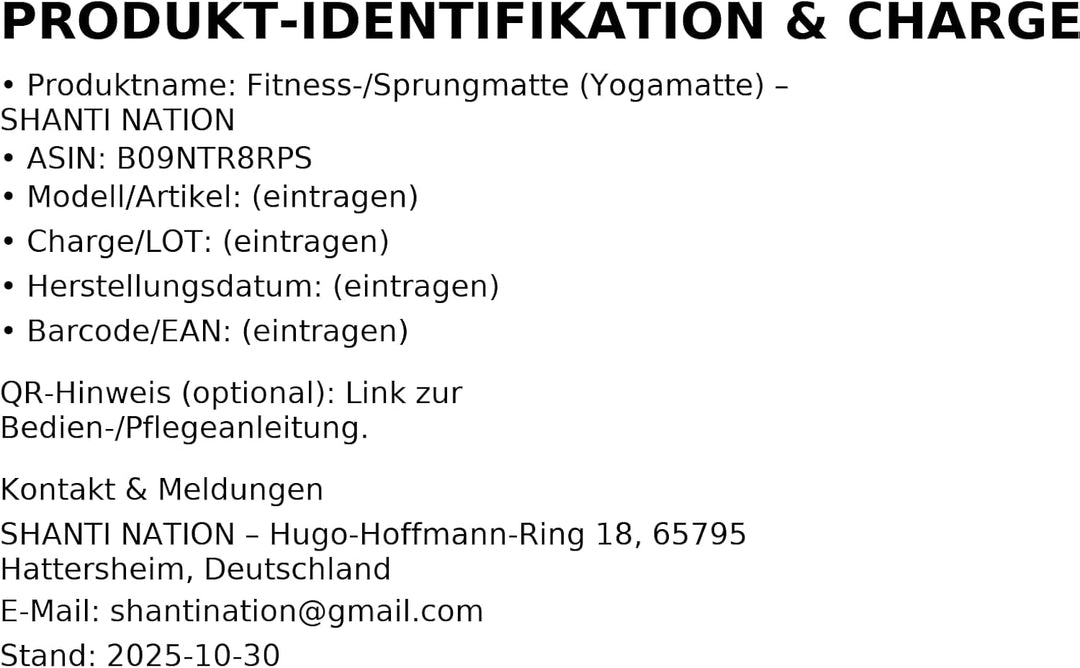 SHANTI NATION - Cardio Mat 95 - kompakte Fitnessmatte (95 x 95 cm) - inkl Tragegurt - ideal zum Seil