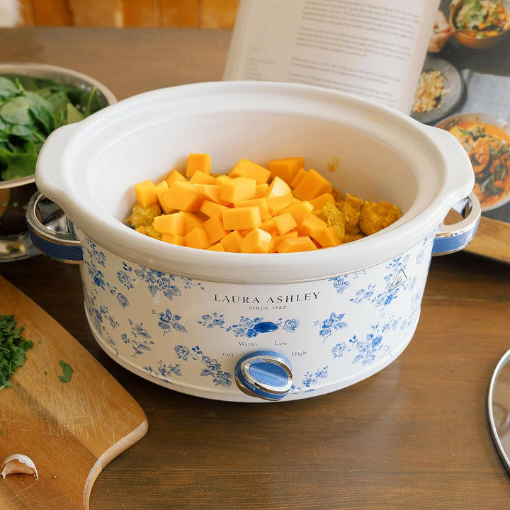 Laura Ashley 3,5 Liter Schongarer mit China Rose Print von VQ - Slowcooker für 4 bis 5 Personen, Ene