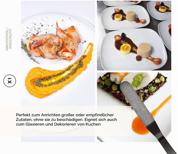 DOJA Barcelona | Kueche Chef Kochutensilien | Farbe: Schwarz | 7 Utensilien Edelstahl Plating Kit |