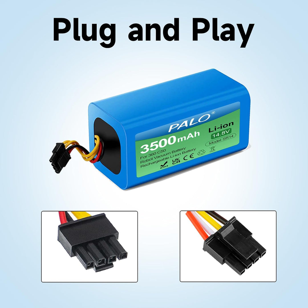 3500mAh Ersatzakku für 360 C50, AIRROBO P10, Vacuum Cleaner S1 /S15 / S18, Formate E-550G/W, Conga 1