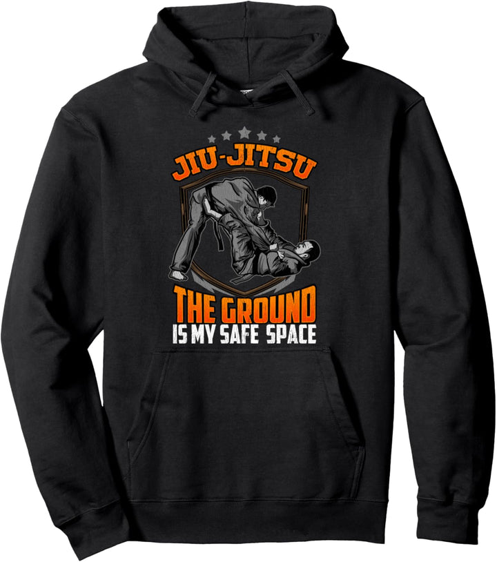 Funny Jiu Jitsu The Ground Is My Safe Space BJJ Pun Pullover Hoodie