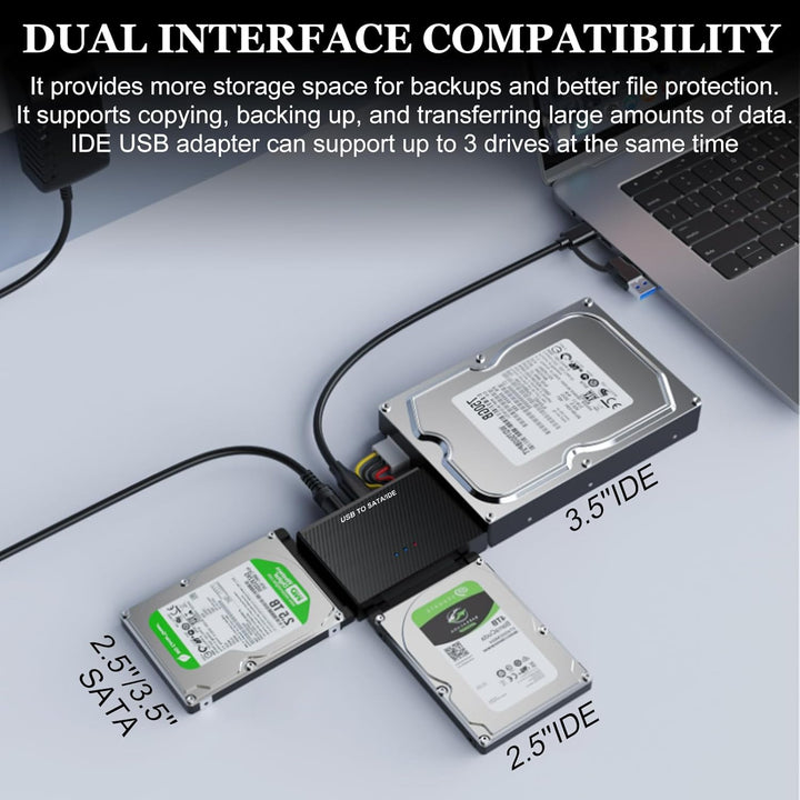 USB 3.0 zu SATA IDE Adapter, USB 3.0 zu IDE/SATA Festplatte Adapter Für 2,5/3,5 Zoll SATa & IDEHDD/S